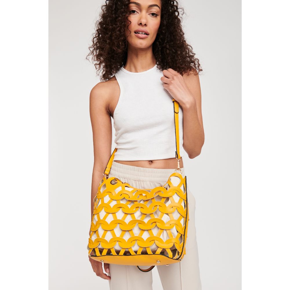 Woman wearing Mustard Moda Luxe Paige Tote 842017119791 View 4 | Mustard