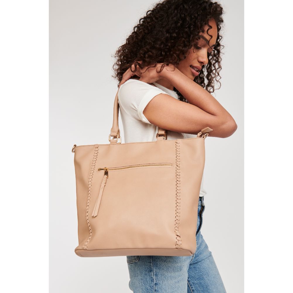 Woman wearing Natural Moda Luxe Jenna Crossbody 842017127413 View 2 | Natural