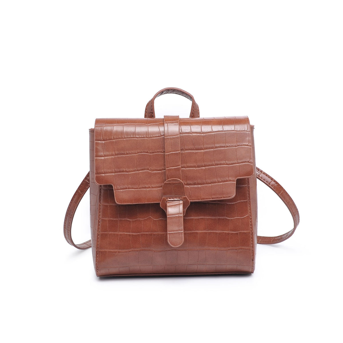 Woman wearing Cognac Moda Luxe Claire Backpack 842017128892 View 5 | Cognac