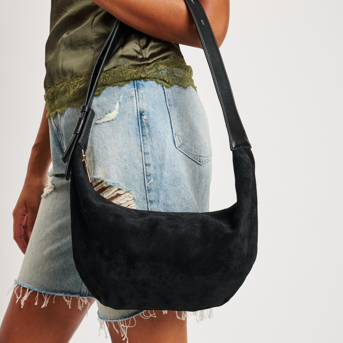 Woman wearing Black Moda Luxe Elodie Shoulder Bag 842017139003 View 3 | Black