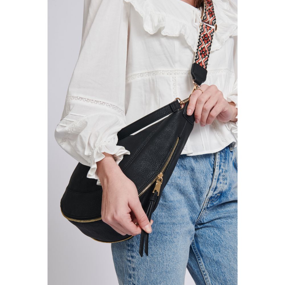 Woman wearing Black Moda Luxe Ruby Hobo 842017129356 View 4 | Black