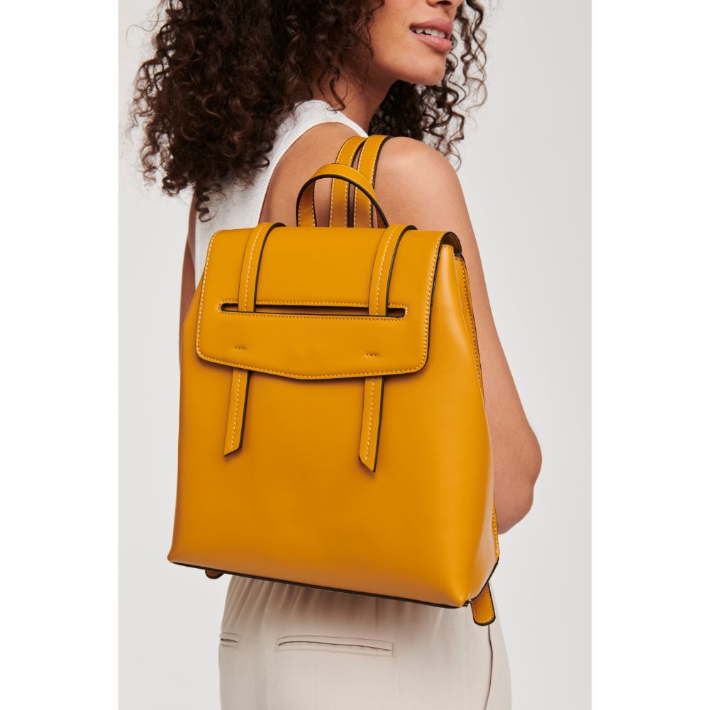 Woman wearing Mustard Moda Luxe Parker Backpack 842017122388 View 2 | Mustard