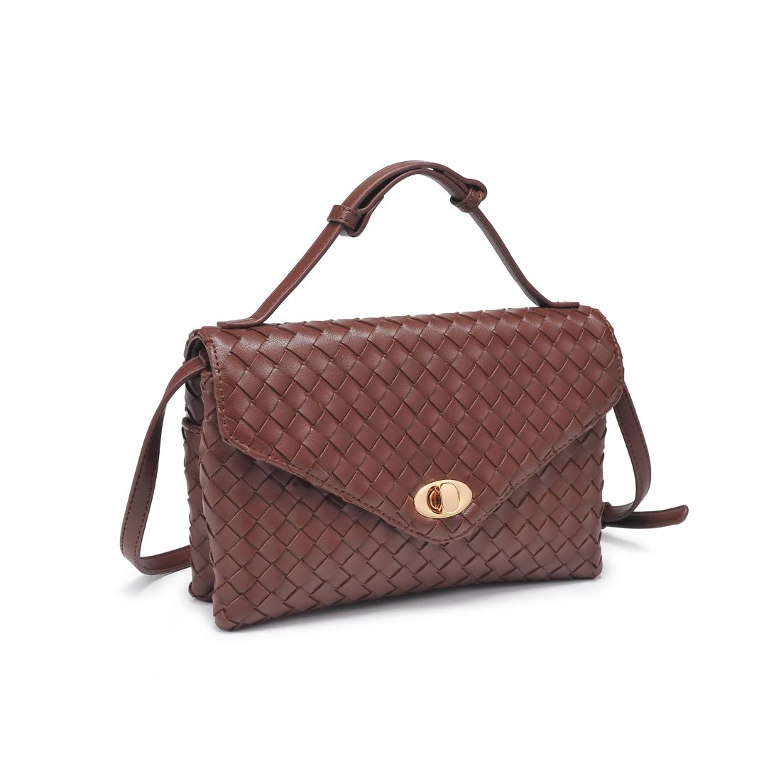 Woman wearing Chocolate Moda Luxe Harper Crossbody 842017139324 View 6 | Chocolate