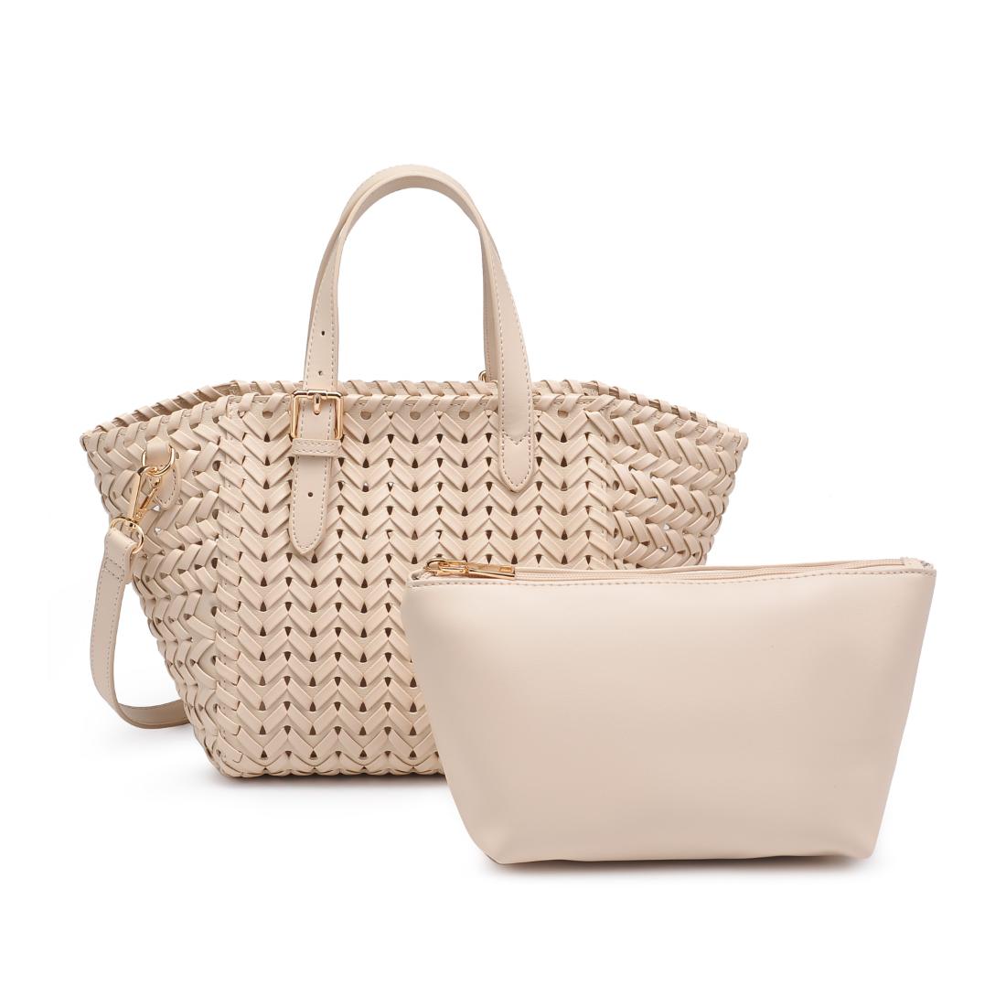 Woman wearing Oatmilk Moda Luxe Estelle Tote 842017137757 View 7 | Oatmilk