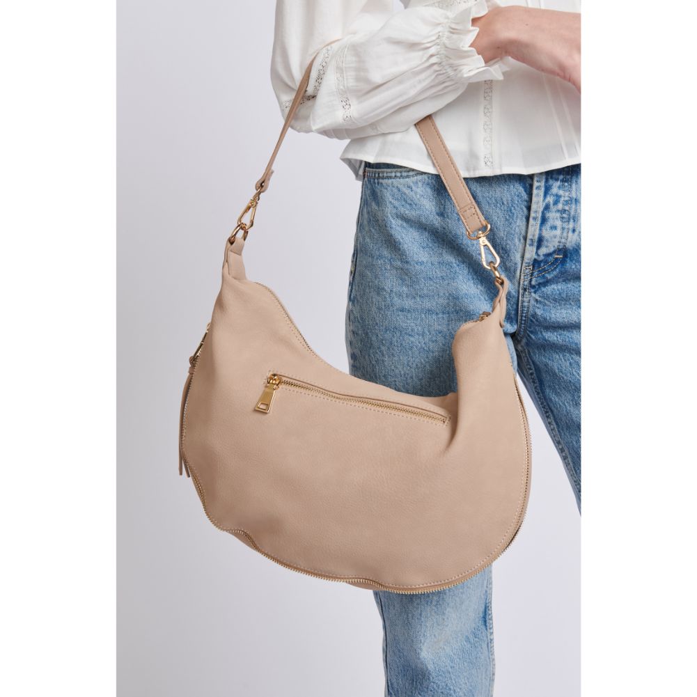 Woman wearing Natural Moda Luxe Ruby Hobo 842017129363 View 4 | Natural
