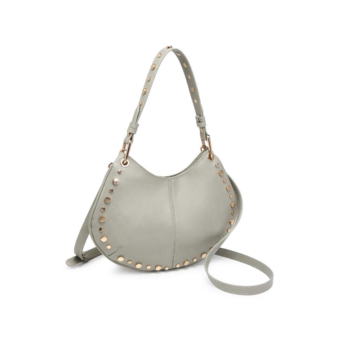 Woman wearing Sage Grey Moda Luxe Nova Crossbody 842017139652 View 6 | Sage Grey