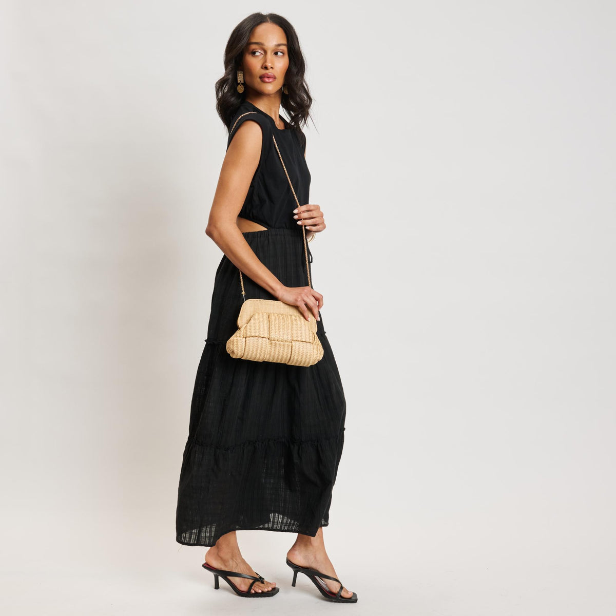 Woman wearing Natural Moda Luxe Verona Crossbody 842017137825 View 3 | Natural