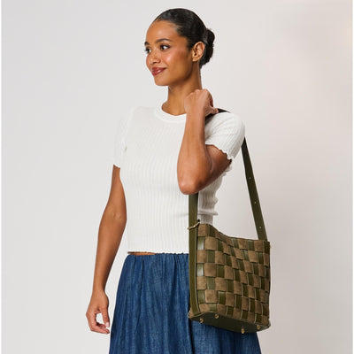 Woman wearing Olive Moda Luxe Naomi Bucket 842017142669 View 1 | Olive