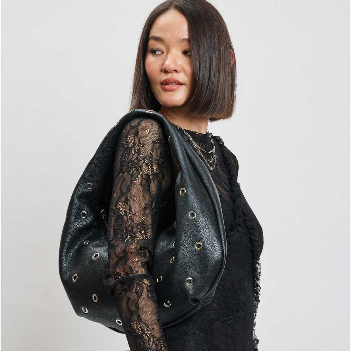 Woman wearing Black Moda Luxe Riot Shoulder Bag 842017139751 View 2 | Black