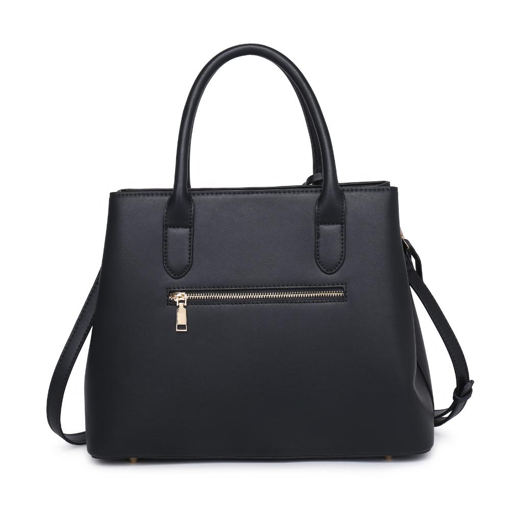 Woman wearing Black Moda Luxe Regalina Satchel 842017135319 View 7 | Black