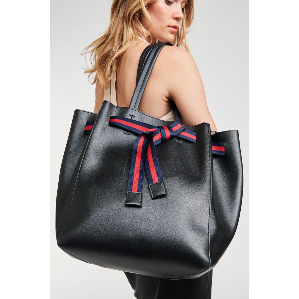 Woman wearing Black Moda Luxe Dutchess Tote 842017118787 View 1 | Black
