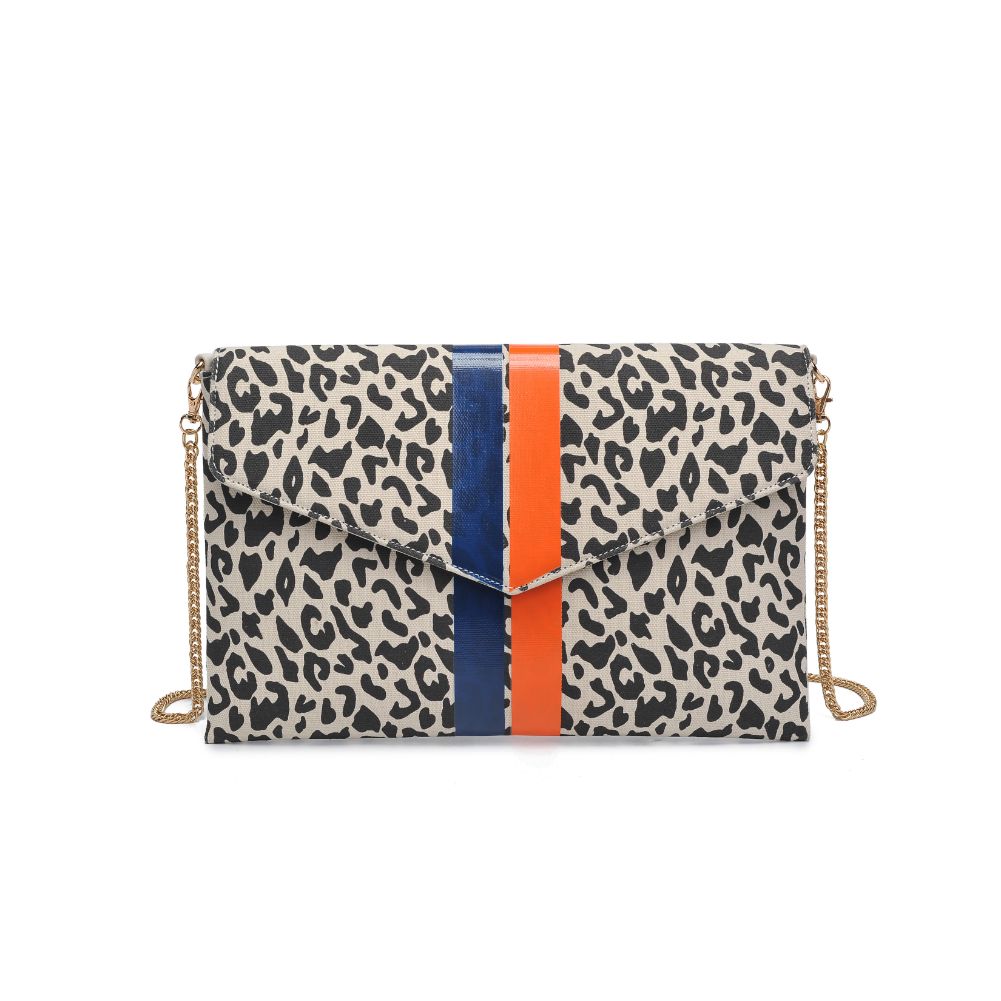 Woman wearing Black White Leopard Moda Luxe Tory Clutch 842017129240 View 5 | Black White Leopard