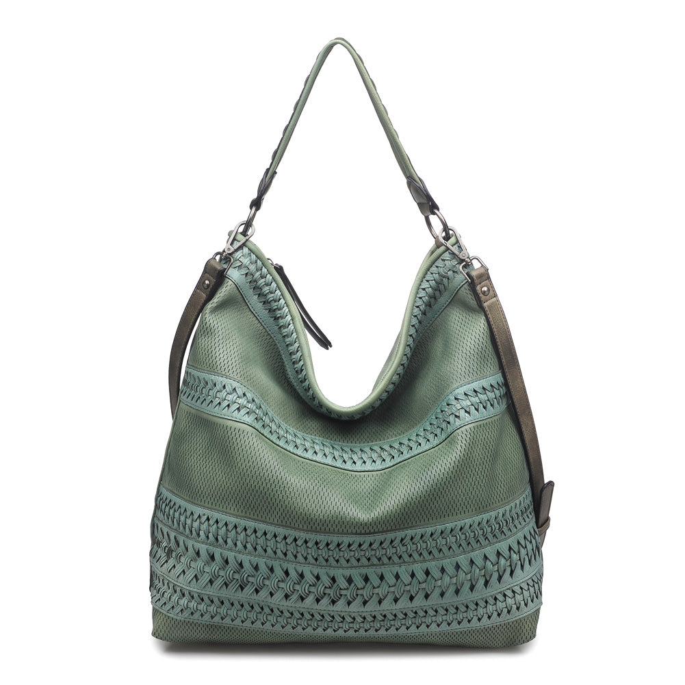 Woman wearing Green Moda Luxe Micaela Tote 842017113805 View 5 | Green