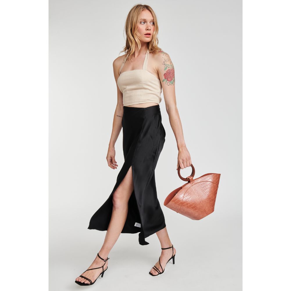 Woman wearing Tan Moda Luxe Delta Top Handle 842017125389 View 2 | Tan