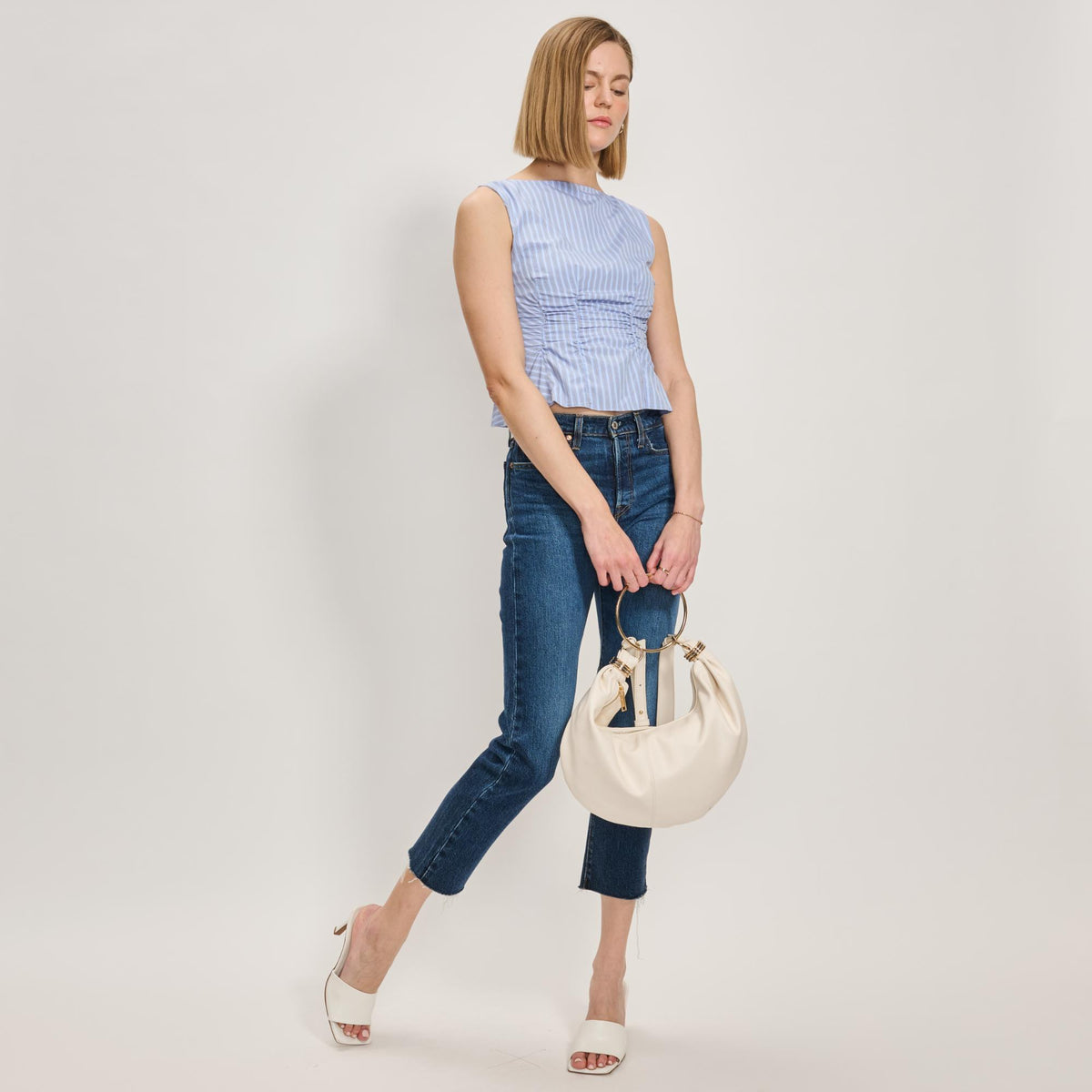 Woman wearing Ivory Moda Luxe Azura Crossbody 842017137993 View 2 | Ivory
