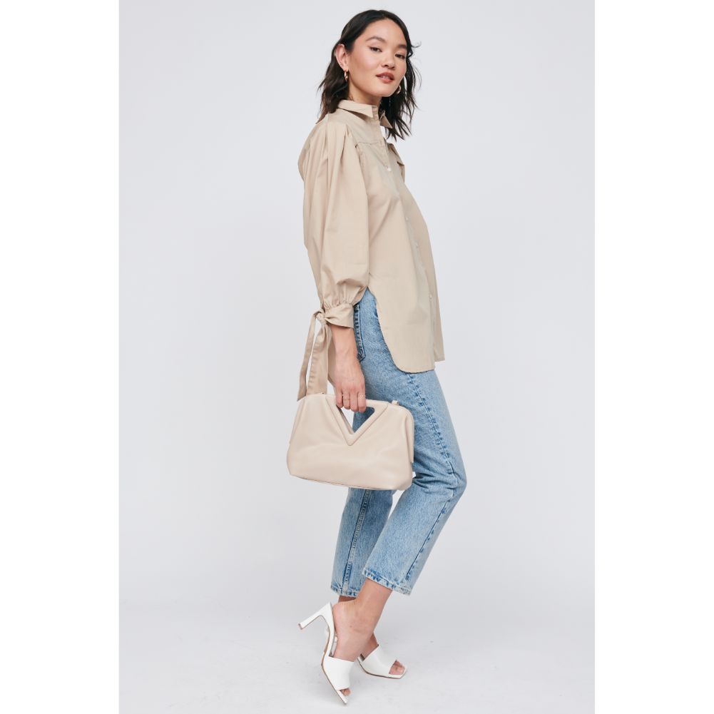 Woman wearing Natural Moda Luxe Kendra Crossbody 842017129974 View 3 | Natural