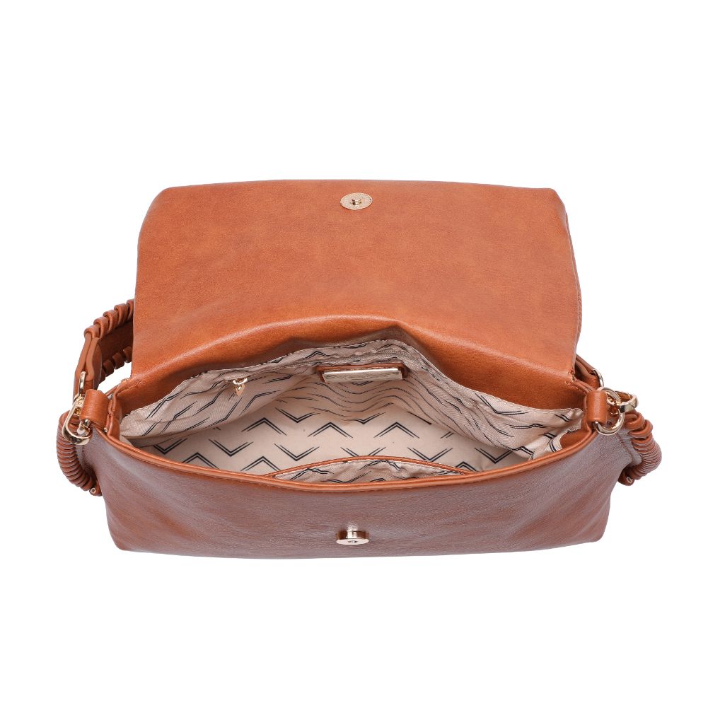Woman wearing Tan Moda Luxe Gracie Messenger 842017129776 View 9 | Tan