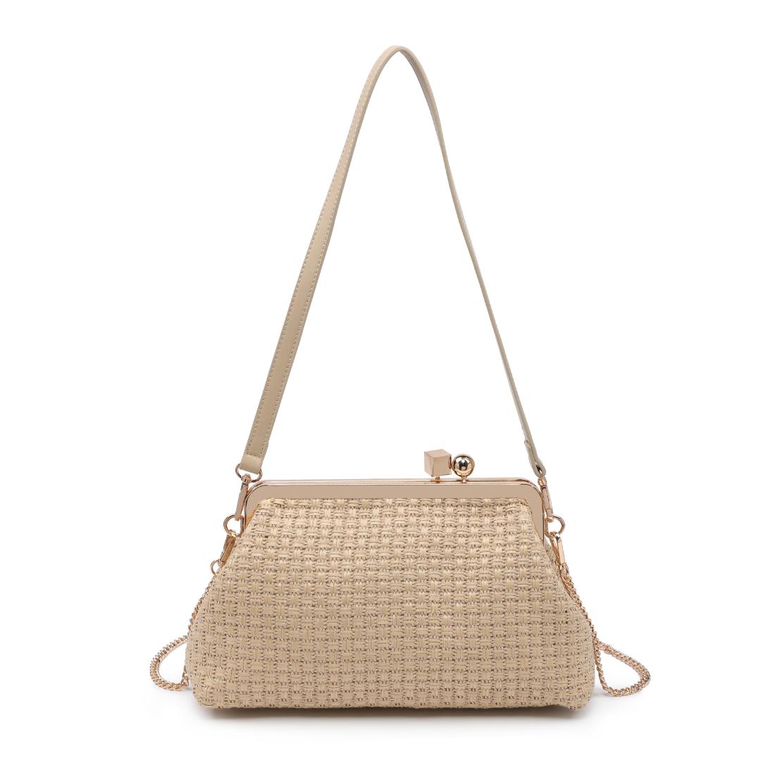 Woman wearing Natural Moda Luxe Bianca Clutch 842017141457 View 7 | Natural