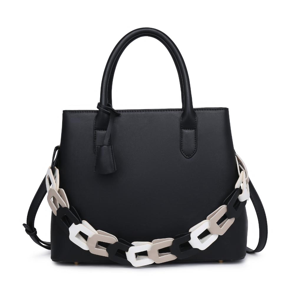 Woman wearing Black Moda Luxe Regalina Satchel 842017135319 View 5 | Black