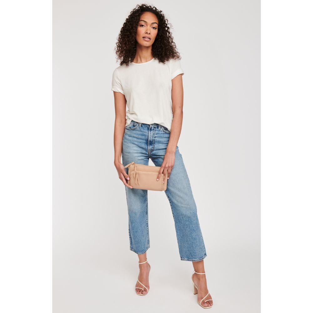 Woman wearing Natural Moda Luxe Kenzie Crossbody 842017127345 View 3 | Natural
