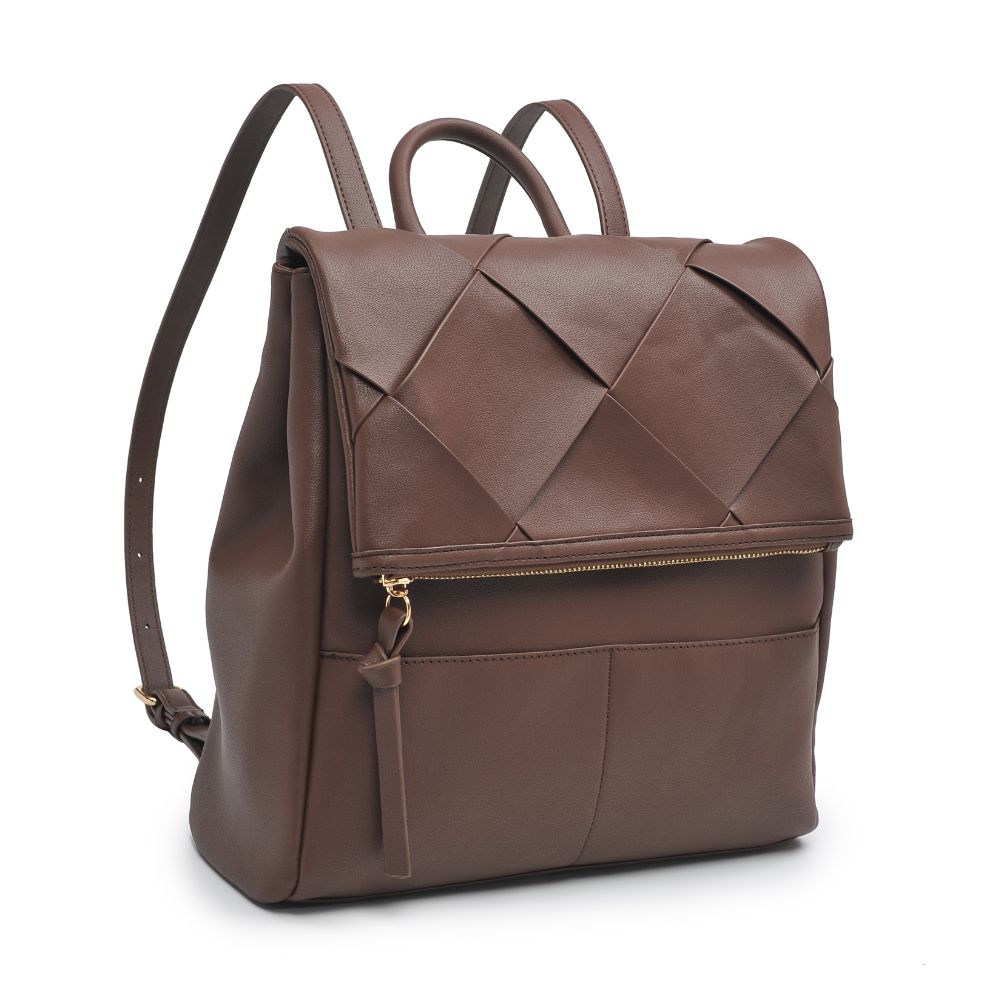 Woman wearing Chocolate Moda Luxe Ryan Backpack 842017128809 View 6 | Chocolate