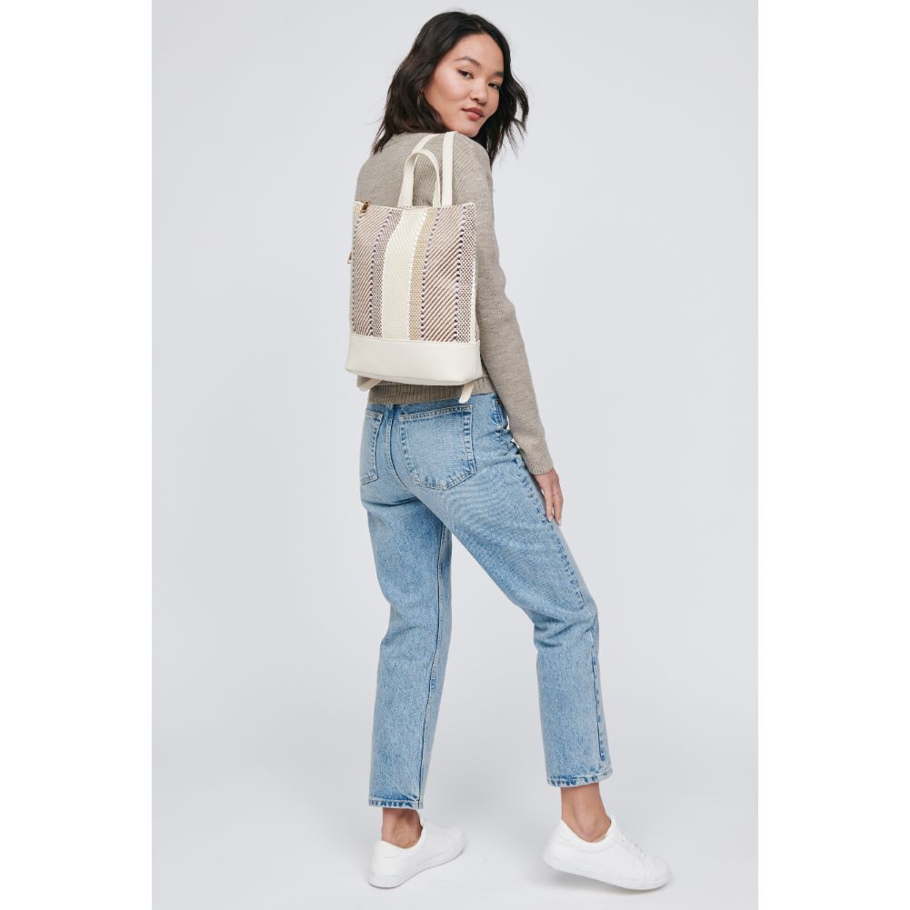 Woman wearing Natural Moda Luxe Elina Backpack 842017129677 View 3 | Natural