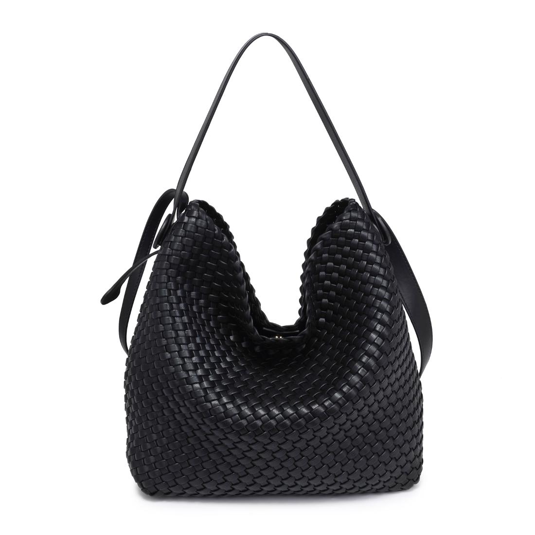 Woman wearing Black Moda Luxe Edith Hobo 842017137474 View 5 | Black