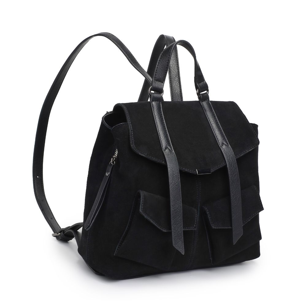 Woman wearing Black Moda Luxe Charlie Backpack 842017127024 View 6 | Black