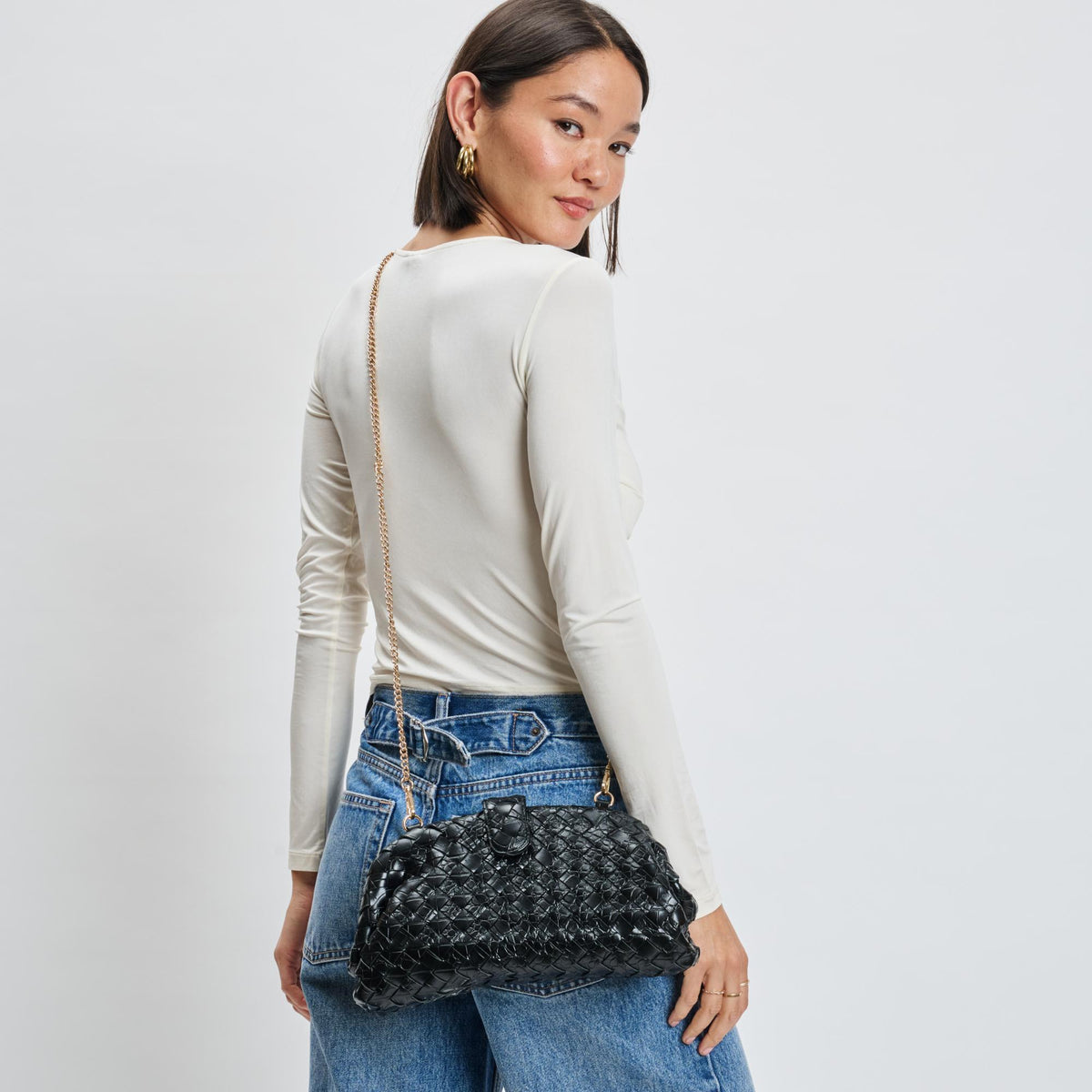Woman wearing Black Moda Luxe GiGi Crossbody 842017139591 View 3 | Black