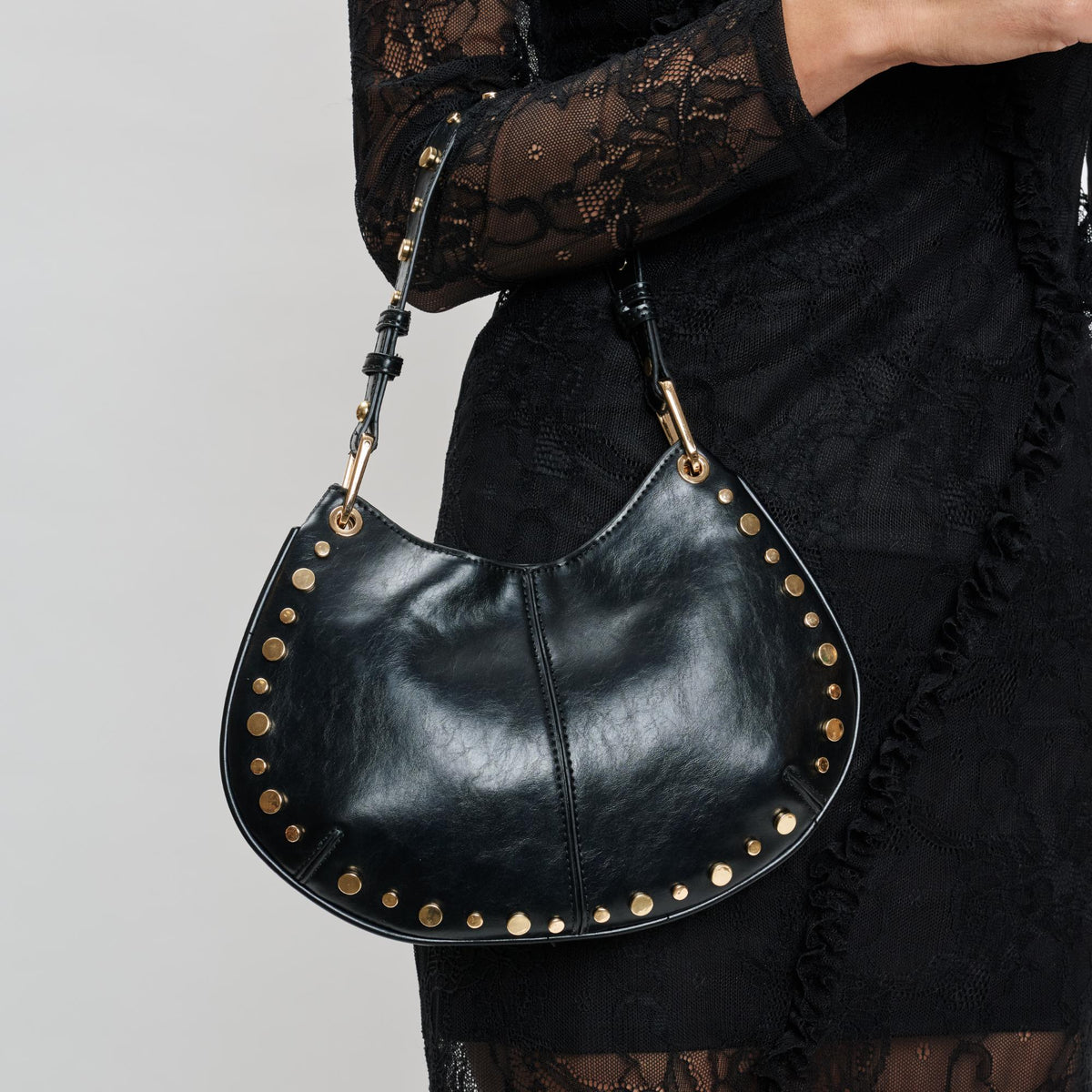 Woman wearing Black Moda Luxe Nova Crossbody 842017139638 View 4 | Black