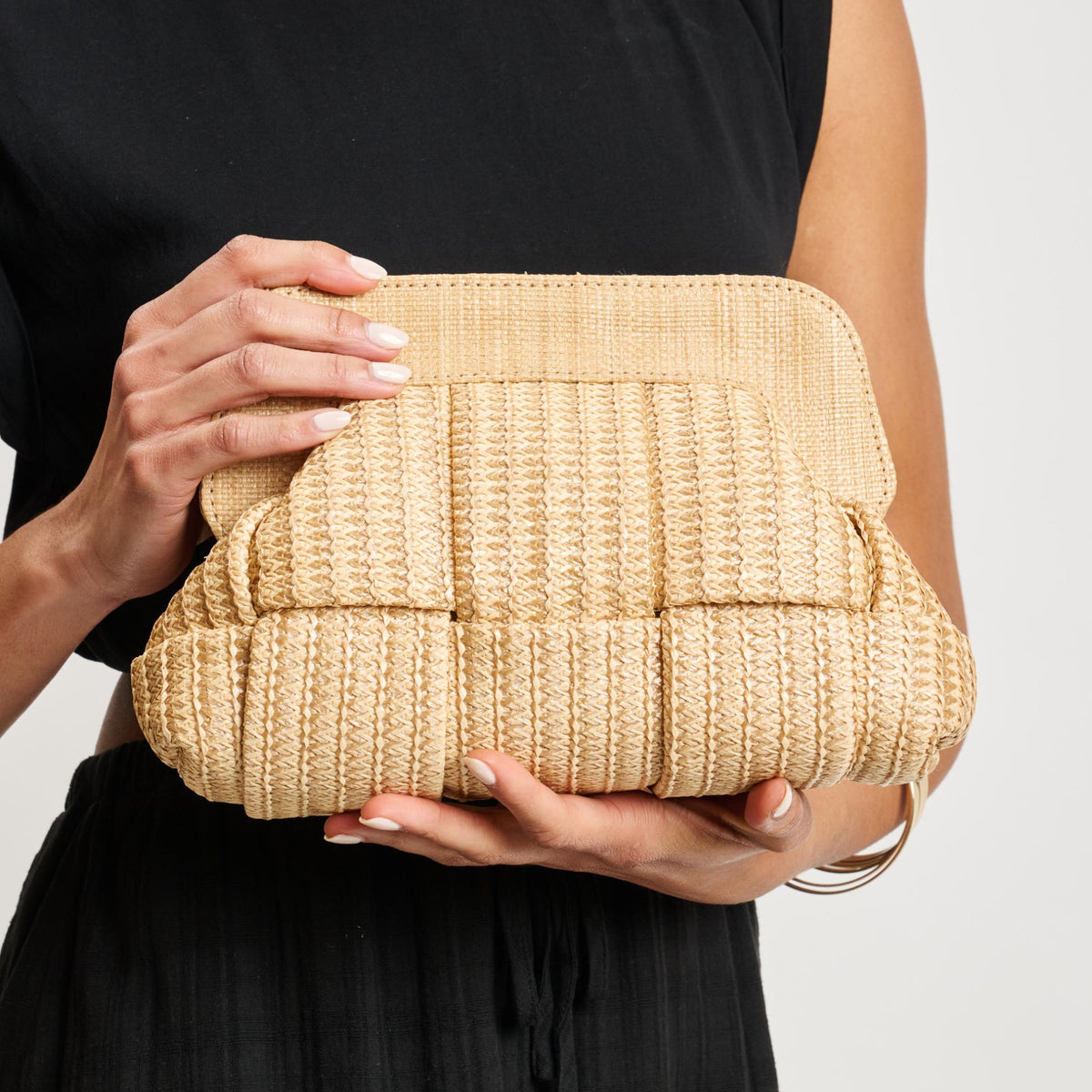 Woman wearing Natural Moda Luxe Verona Crossbody 842017137825 View 1 | Natural