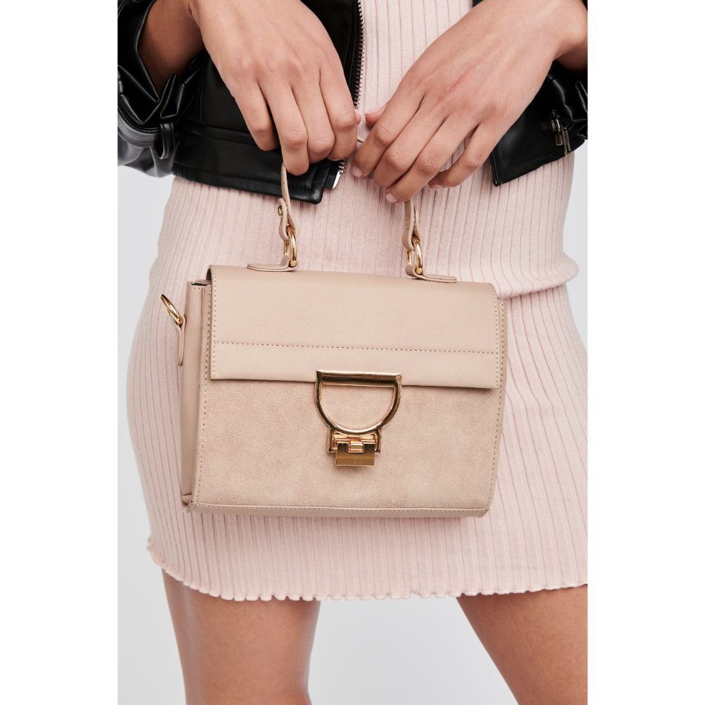 Woman wearing Natural Moda Luxe Brynn Satchel 842017120810 View 2 | Natural
