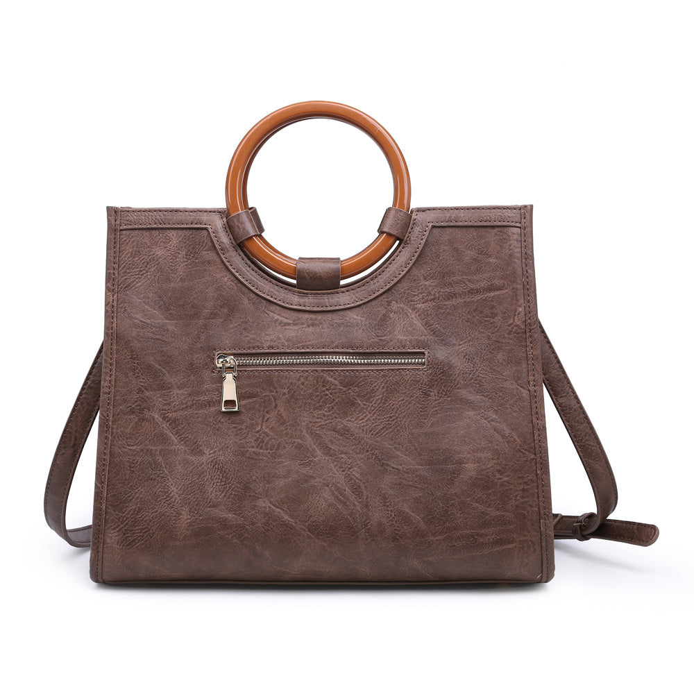 Woman wearing Brown Moda Luxe Laguna Print Satchel 842017118879 View 7 | Brown
