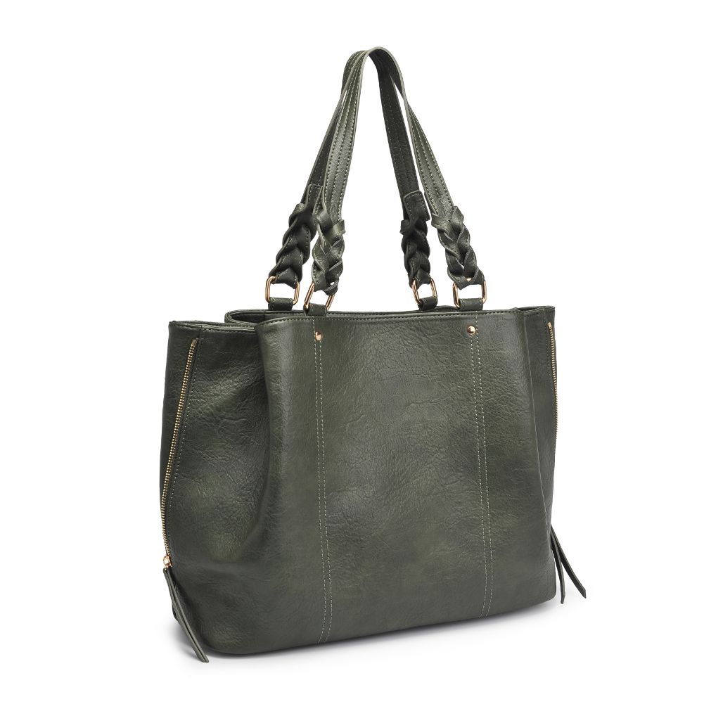 Woman wearing Hunter Green Moda Luxe Clementine Tote 842017128083 View 6 | Hunter Green