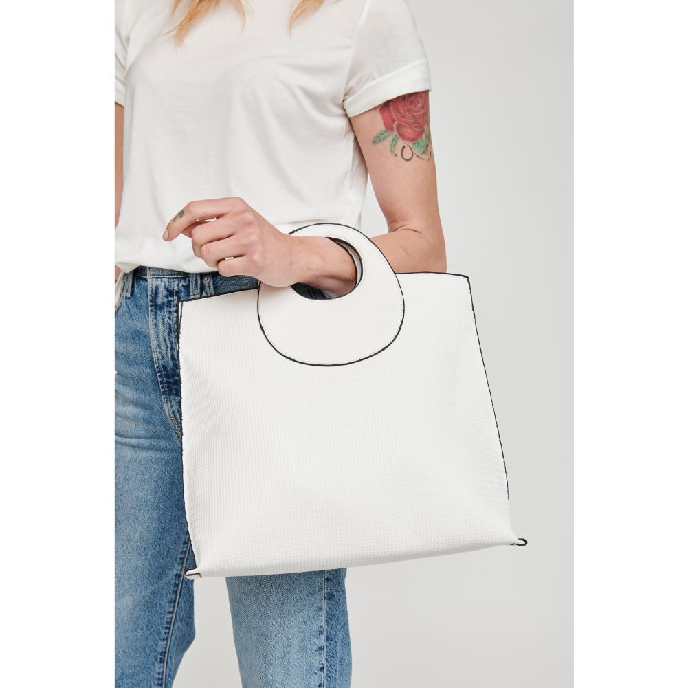 Woman wearing White Moda Luxe Sienna Tote 842017124696 View 2 | White