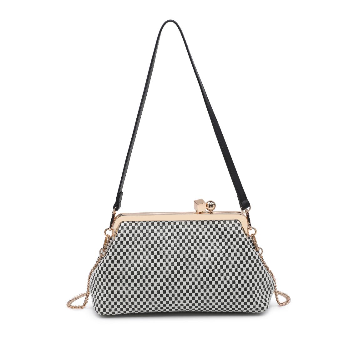 Woman wearing Black White Moda Luxe Bianca Clutch 842017141433 View 7 | Black White