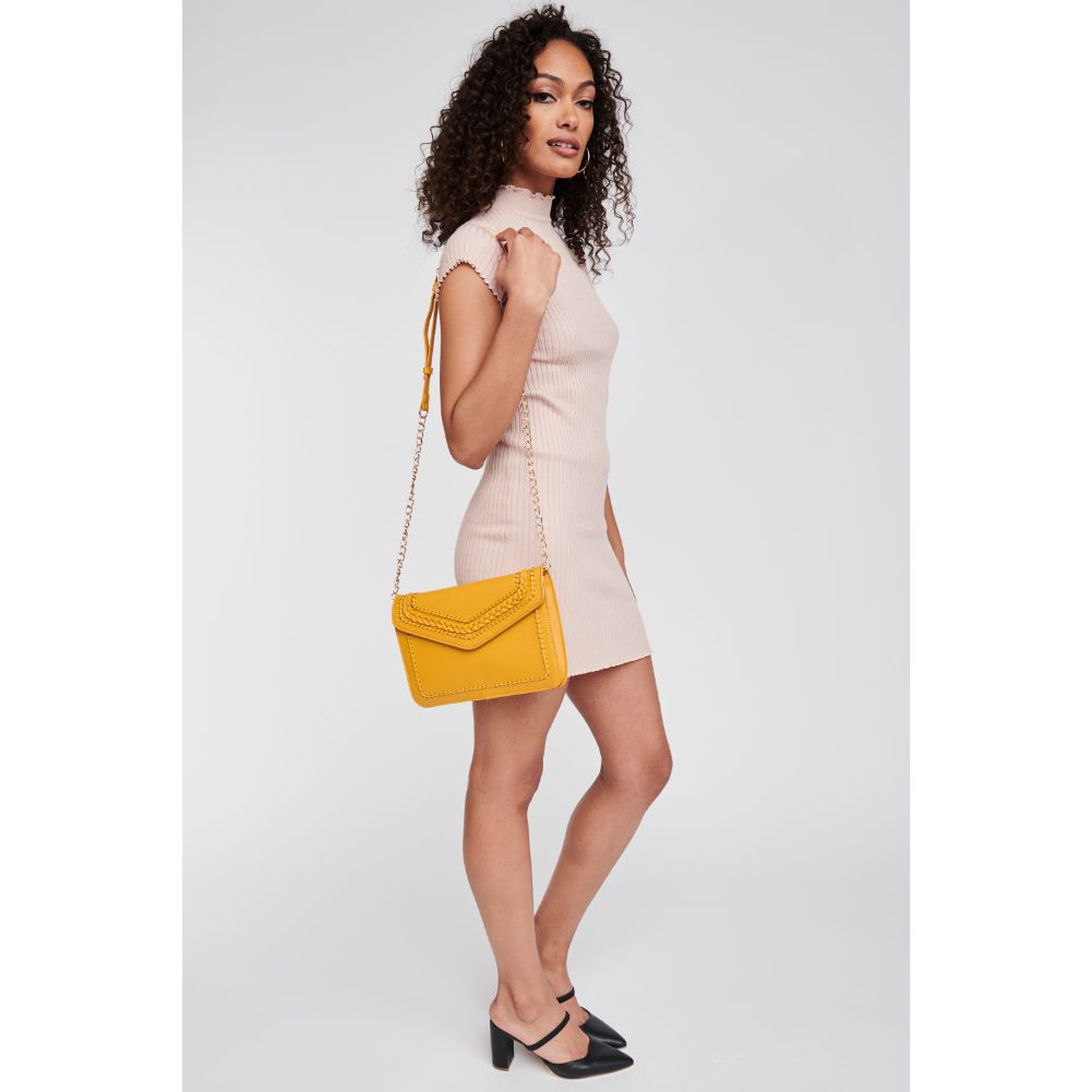 Woman wearing Mustard Moda Luxe Desire Crossbody 842017121480 View 4 | Mustard