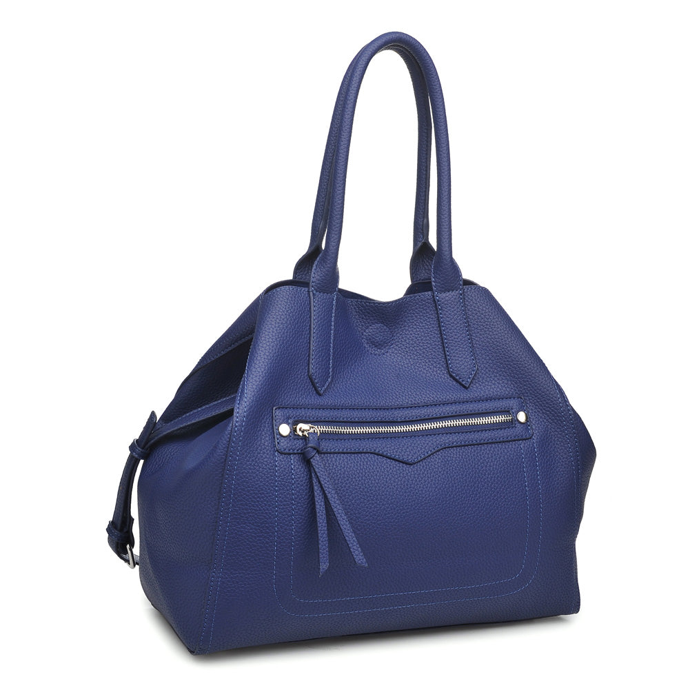 Woman wearing Navy Moda Luxe Camden Tote 842017116738 View 6 | Navy