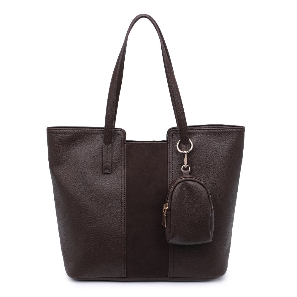 Woman wearing Espresso Moda Luxe Millie Tote 842017128687 View 5 | Espresso