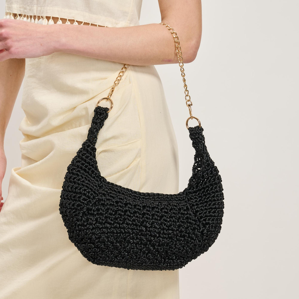 Woman wearing Black Moda Luxe Soraya Shoulder Bag 842017137894 View 1 | Black