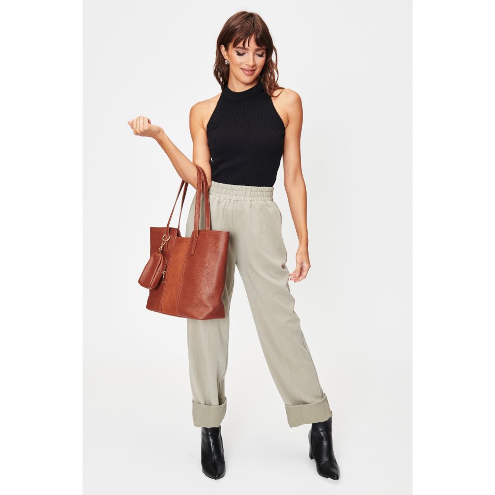 Woman wearing Cognac Moda Luxe Millie Tote 842017128663 View 4 | Cognac