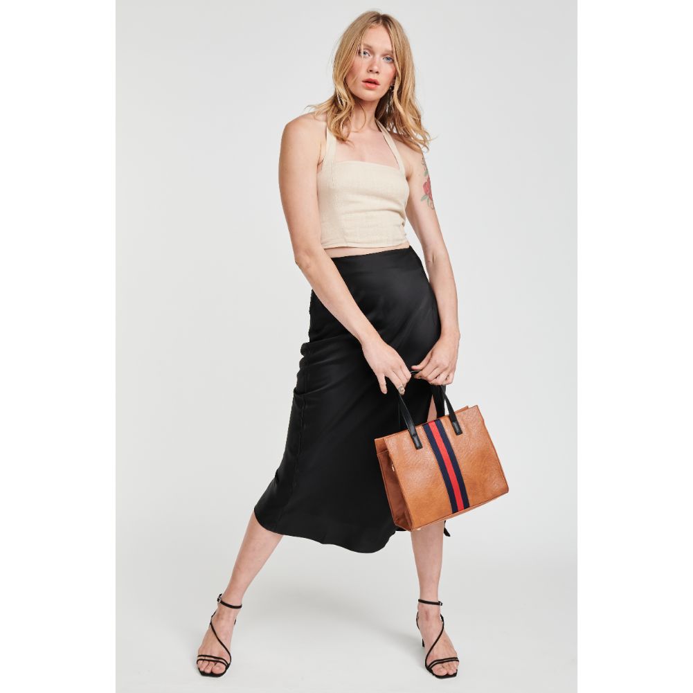 Woman wearing Tan Moda Luxe Jasmine Tote 842017126980 View 3 | Tan