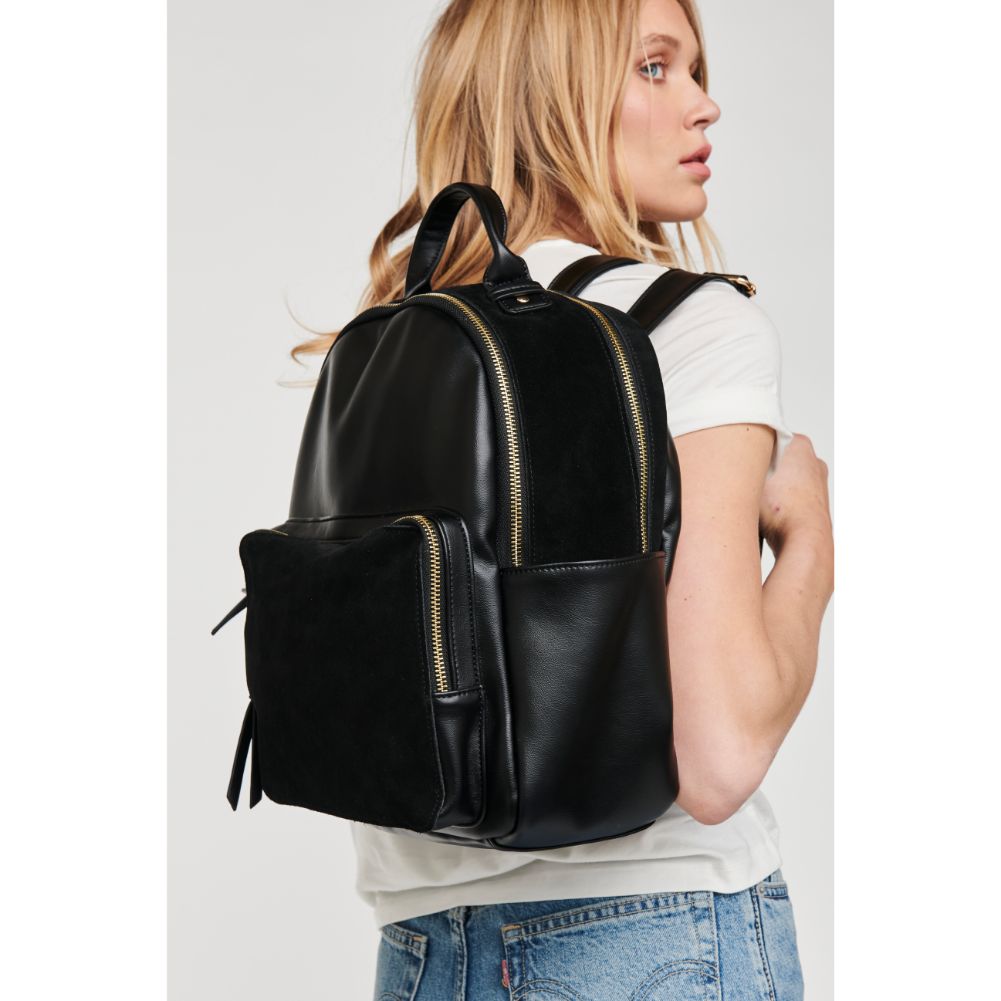 Woman wearing Black Moda Luxe Blair Backpack 842017127352 View 2 | Black