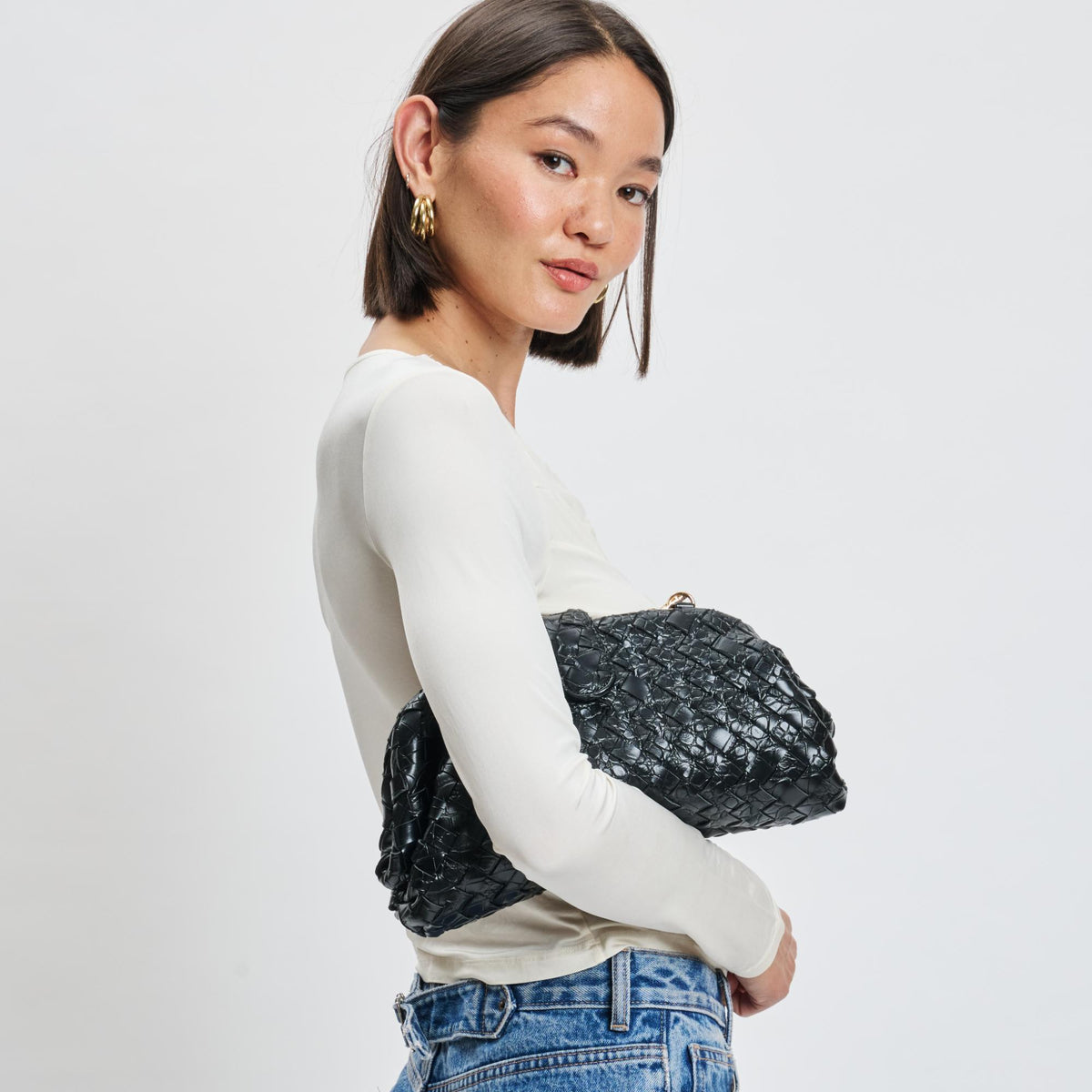 Woman wearing Black Moda Luxe GiGi Crossbody 842017139591 View 1 | Black