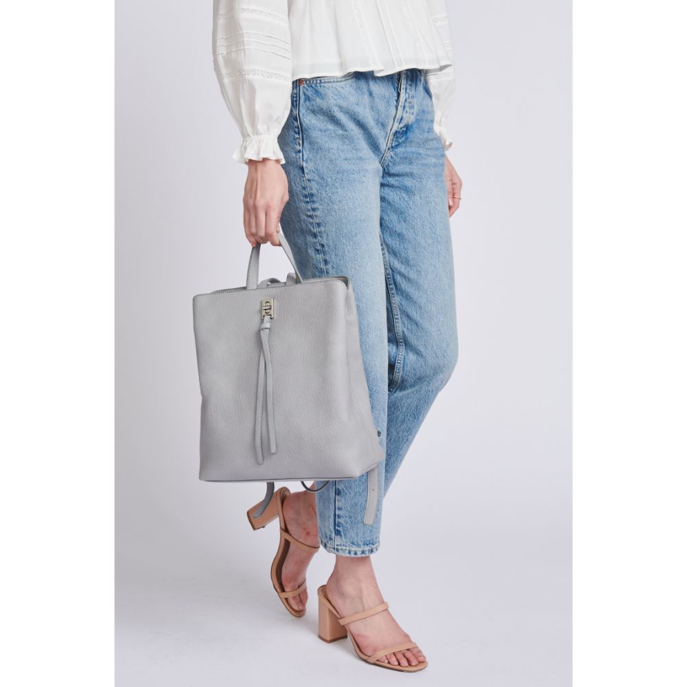 Woman wearing Grey Moda Luxe Sylvia Backpack 842017129134 View 4 | Grey