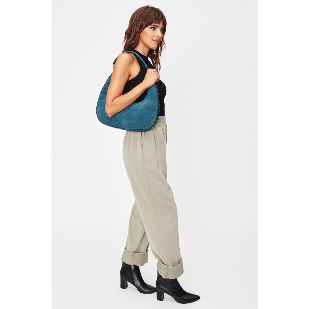 Woman wearing Hunter Green Moda Luxe Teresa Shoulder Bag 842017128298 View 4 | Hunter Green