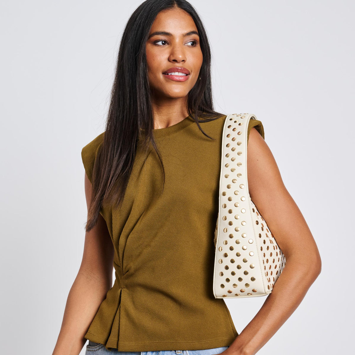 Woman wearing Cream Moda Luxe Rebel Crossbody 842017136484 View 2 | Cream
