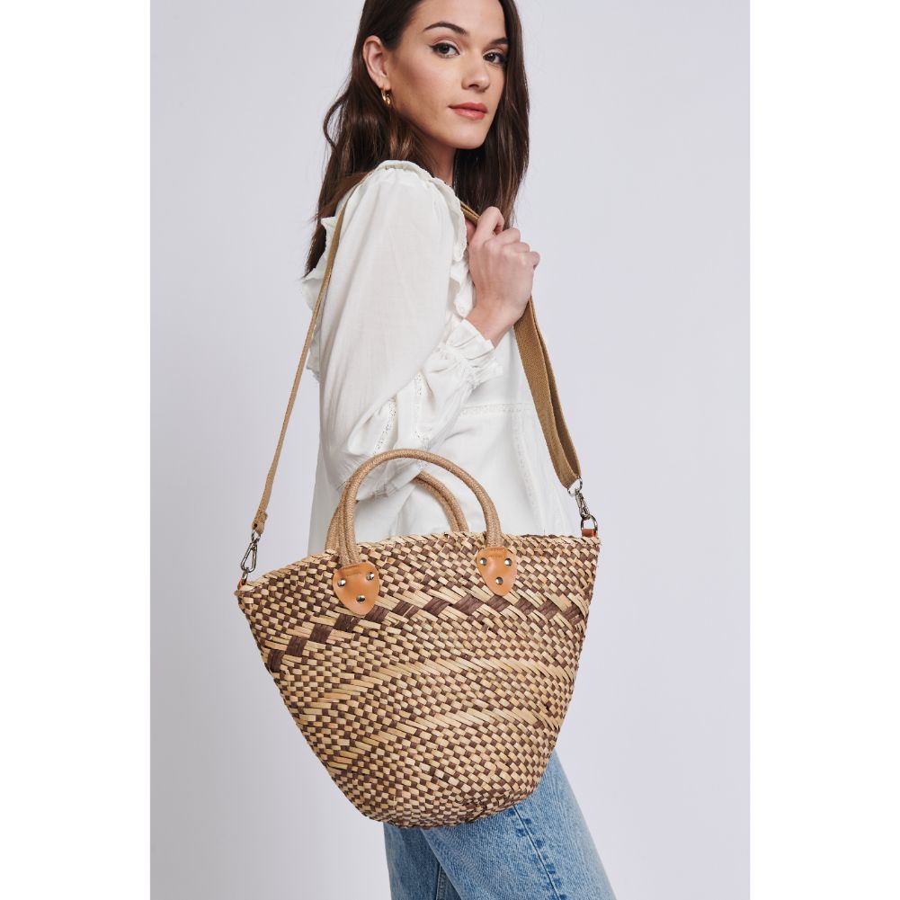 Woman wearing Tan Moda Luxe Adeline Crossbody 842017129561 View 3 | Tan