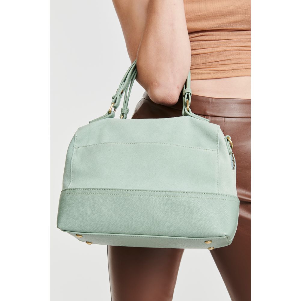 Woman wearing Mint Moda Luxe Matilda Satchel 842017118954 View 2 | Mint