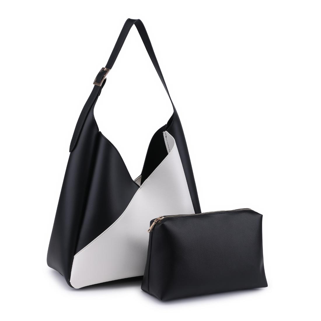 Woman wearing Ivory Black Moda Luxe Frankie Hobo 842017138518 View 6 | Ivory Black